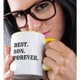 thumbnail image 2 of 3dRose, best son forever, black lettering on white background, 11oz Two-Tone Yellow Mug, 2 of 7