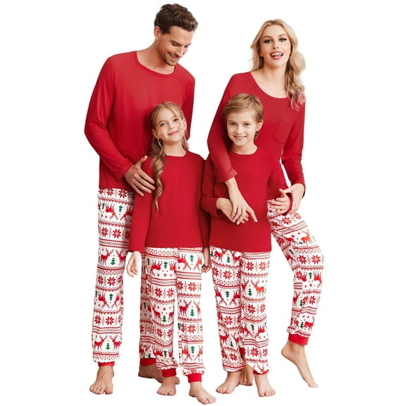 Avidlove Family Christmas Pajamas Set Matching Pjs Sleepwear Long Sleeve Sleepshirts with Xmas Pants Soft Nightwear ,Women