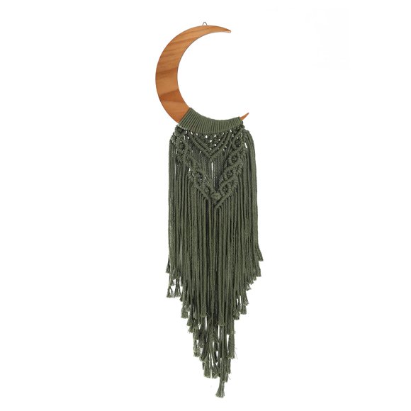 Tapiz de madera ANROYE de macramé para colgar en la pared, diseño bohemio y luna