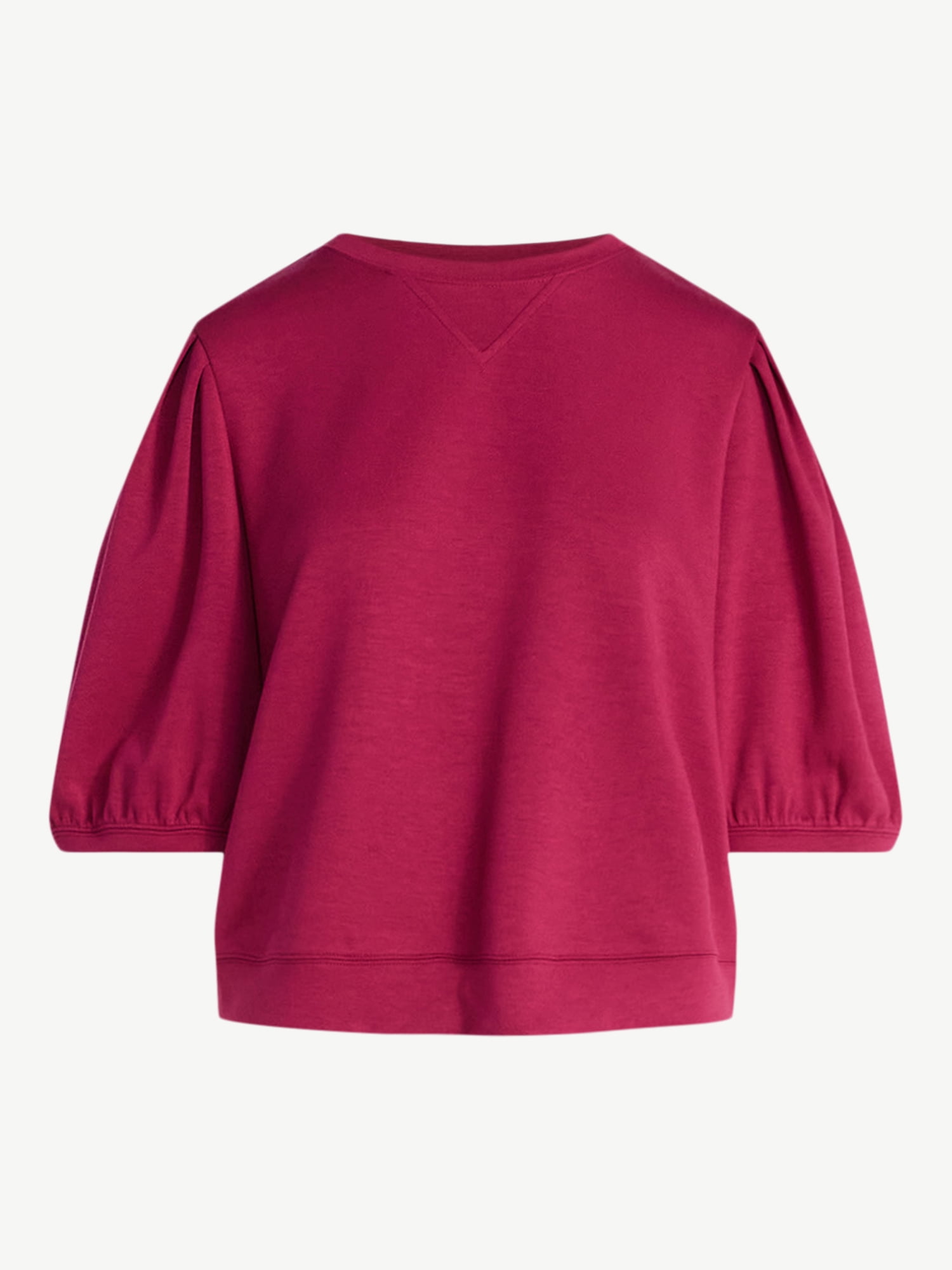 Scoop Women's and Women's Plus Scubaknit Pleated Sleeve Top, Sizes XS-4X