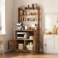 thumbnail image 5 of Wisykoke Farmhouse Bakers Rack with Power Outlet & USB Ports, Microwave Stand with Thickened Countertop and Storage Cabinet, Coffee Bar Cabinet Pantry Organizer Shelf for Kitchen, 5 of 22