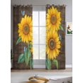thumbnail image 2 of Sunflower Sheer Curtains 84 Inch Length 2 Panels Set for Living Room/Bedroom, Yellow Summer Botanical Butterfly Wooden Vintage Kitchen Curtains Grommet Semi-Sheer Curtains Window Treatments 52"x84"x2, 2 of 7
