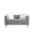 thumbnail image 4 of Gewnee Gray 2-Seater Velvet Accent Chair - Solid Eucalyptus Frame, Acrylic Crystal Legs, Removable Cushions & Pillows for Living Room/Bedroom, 4 of 10