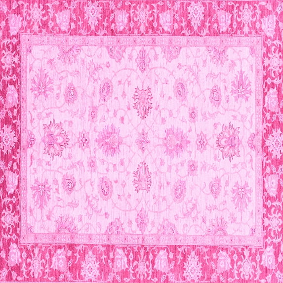 Ahgly Company Indoor Square Oriental Pink Modern Area Rugs, 3' Square