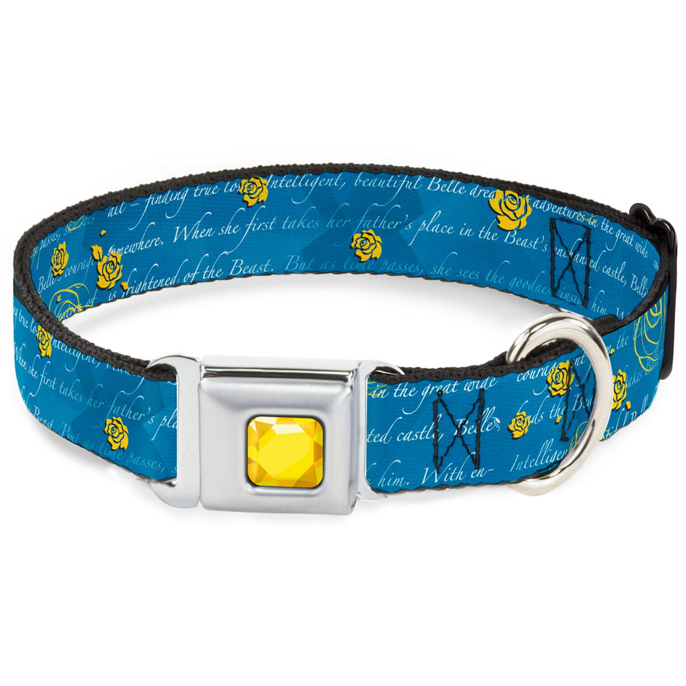 Beauty and the beast print dog two inch wide big dog adjustable collar