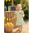 thumbnail image 5 of BemeyourBBs Toddler Baby Girls Summer Ruffled Dress 12 18 24 Months 2 3 4 5 Years Avocado Sunflower Tulip Strawberry Embroidered Buttons Fly Sleeve Casual Dress, 5 of 9