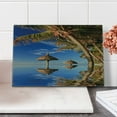 thumbnail image 2 of Nature Cutting Board, Tropic Palm Trees in Ocean Exotic Skyline Summer Paradise Mauritius Honeymoon Theme, Decorative Tempered Glass Cutting and Serving Board, Small Size, Blue Brown, by Ambesonne, 2 of 5