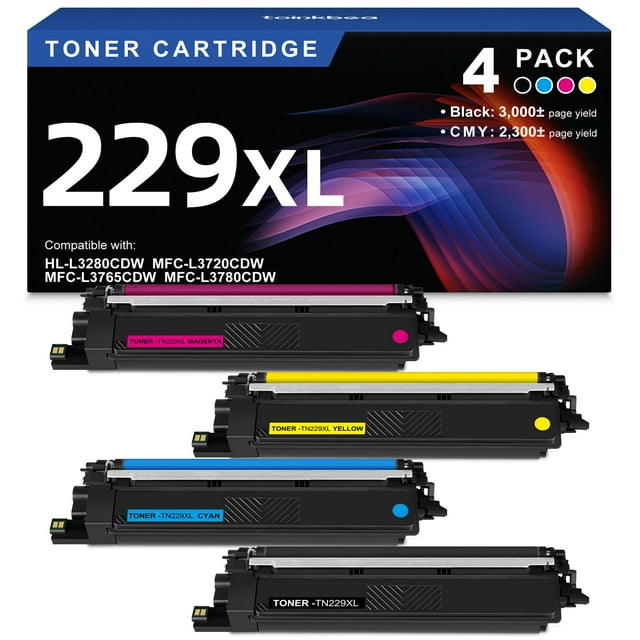 Cartucho de tóner Toinkbea TN229XL de alto rendimiento, paquete de 4 unidades Brother