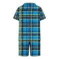 thumbnail image 5 of Striped Pjs Sets for Mens，Mens Lapel Short Sleeve Shirts Nightgown High Waisted Put On Strech Shorts Sleepwear with Pockets Lounge Breathable Nightdress 2025 Summer, 5 of 5