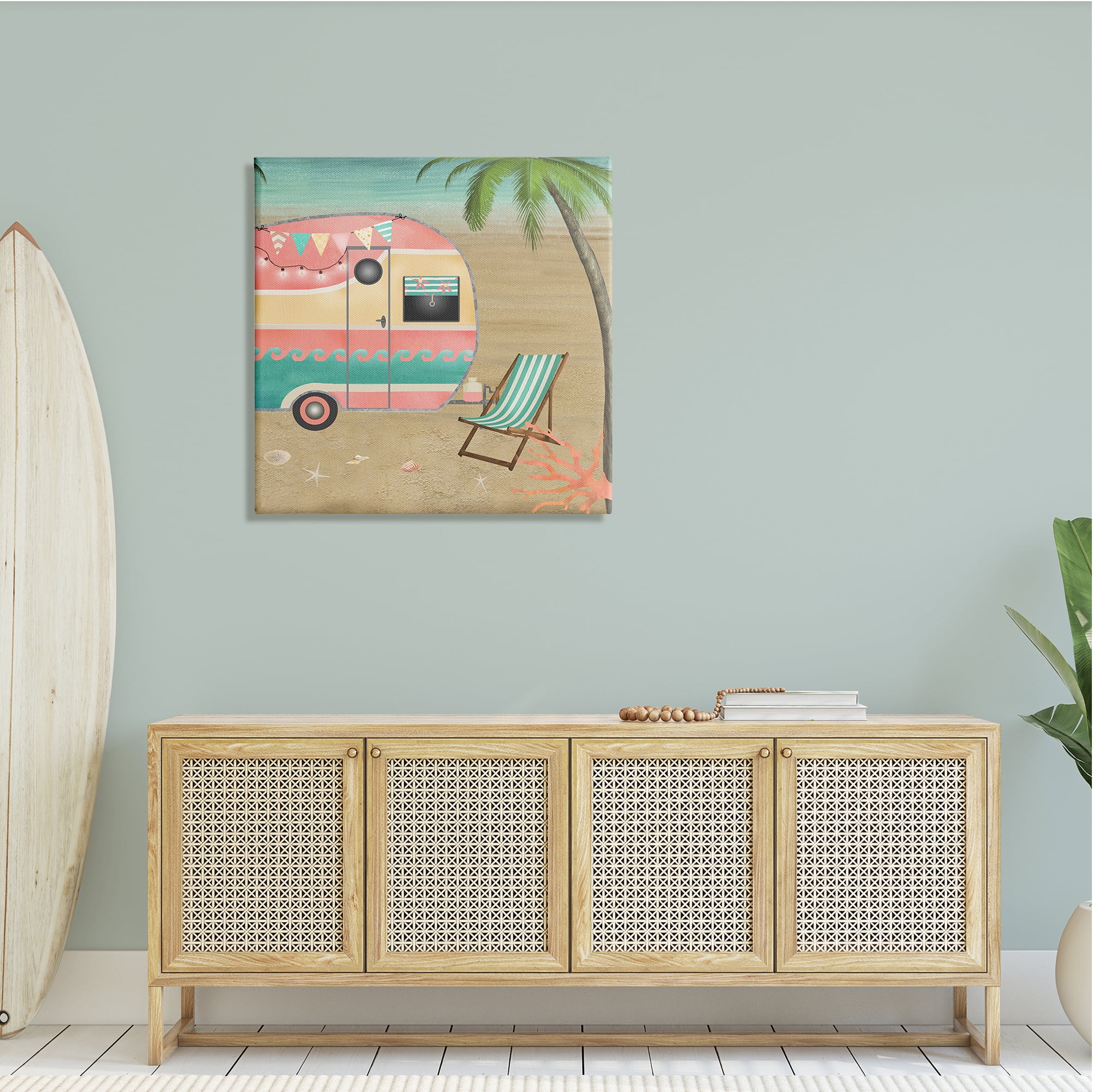 Stupell Industries Summer Camping Caravan Starfish Sand Picnic Tropical Landscape,30 x 30, Design by Beth Albert