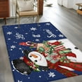 thumbnail image 2 of Hallway Runner Rugs 2.7x5 Ft, Navy Blue Snowman Christmas Non Slip Area Rugs for Kitchen Bedroom Entryway, Xmas Snowflake Winter Gifts Washable Carpet Runner Rug Floor Mats for Bedroom Home Decor, 2 of 9