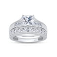 thumbnail image 1 of 3 1/4 Carat Princess & Round Cut White Cubic Zirconia Wedding & Engagement Trio Band Ring Set in 14k White Gold Over Sterling Silver (VVS1-VVS2 Clarity, 3.25 Cttw)-14, 1 of 7