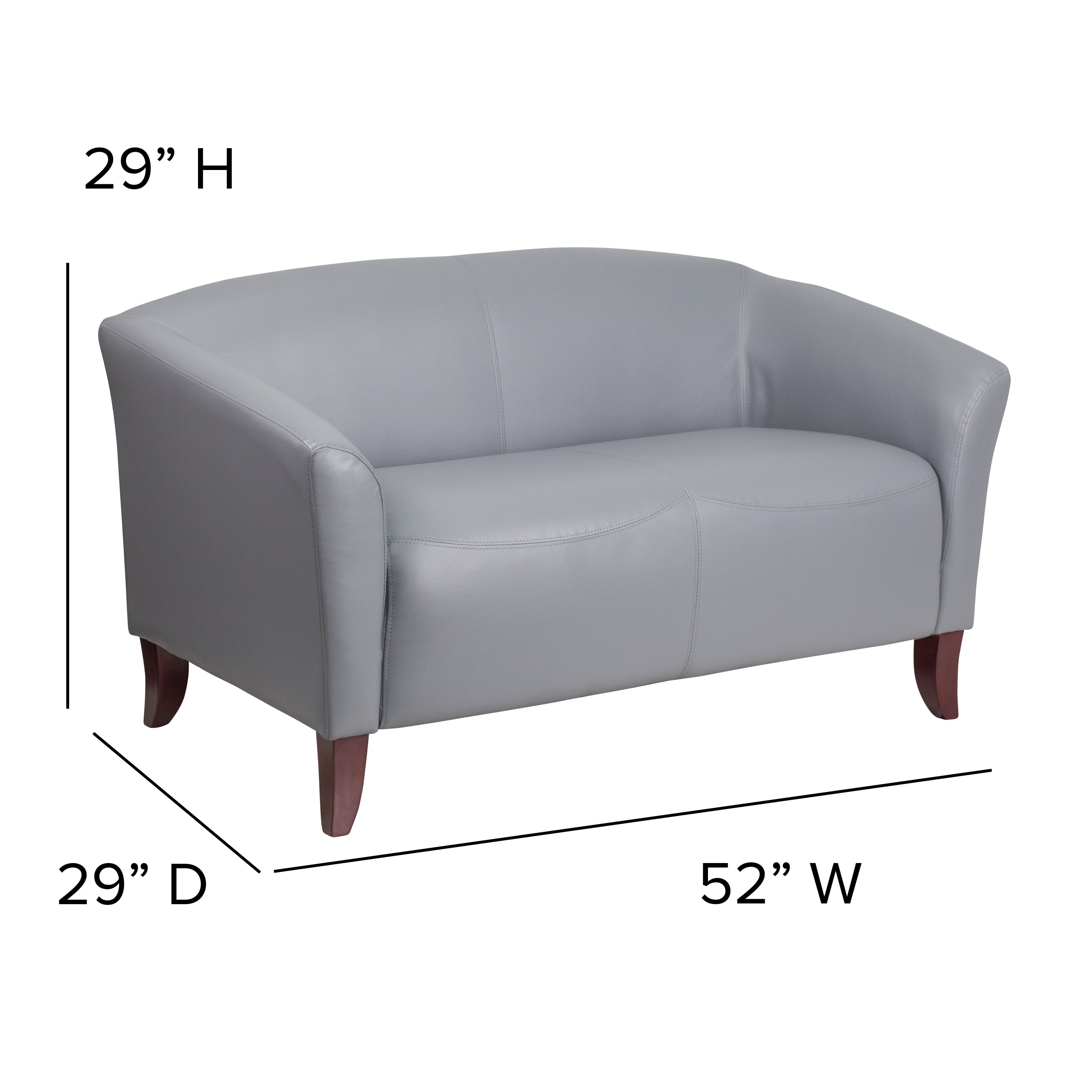 Emma + Oliver Gray LeatherSoft Loveseat with Cherry Wood Feet