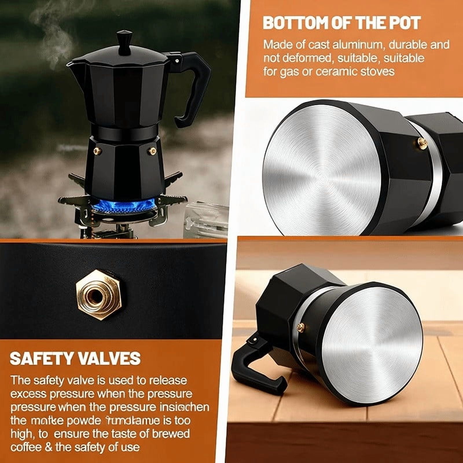 Italian Octagonal Mocha Pot – Elegant Coffee Maker for Traditional Brewing, Perfect for Home or Gifting to Coffee Lovers