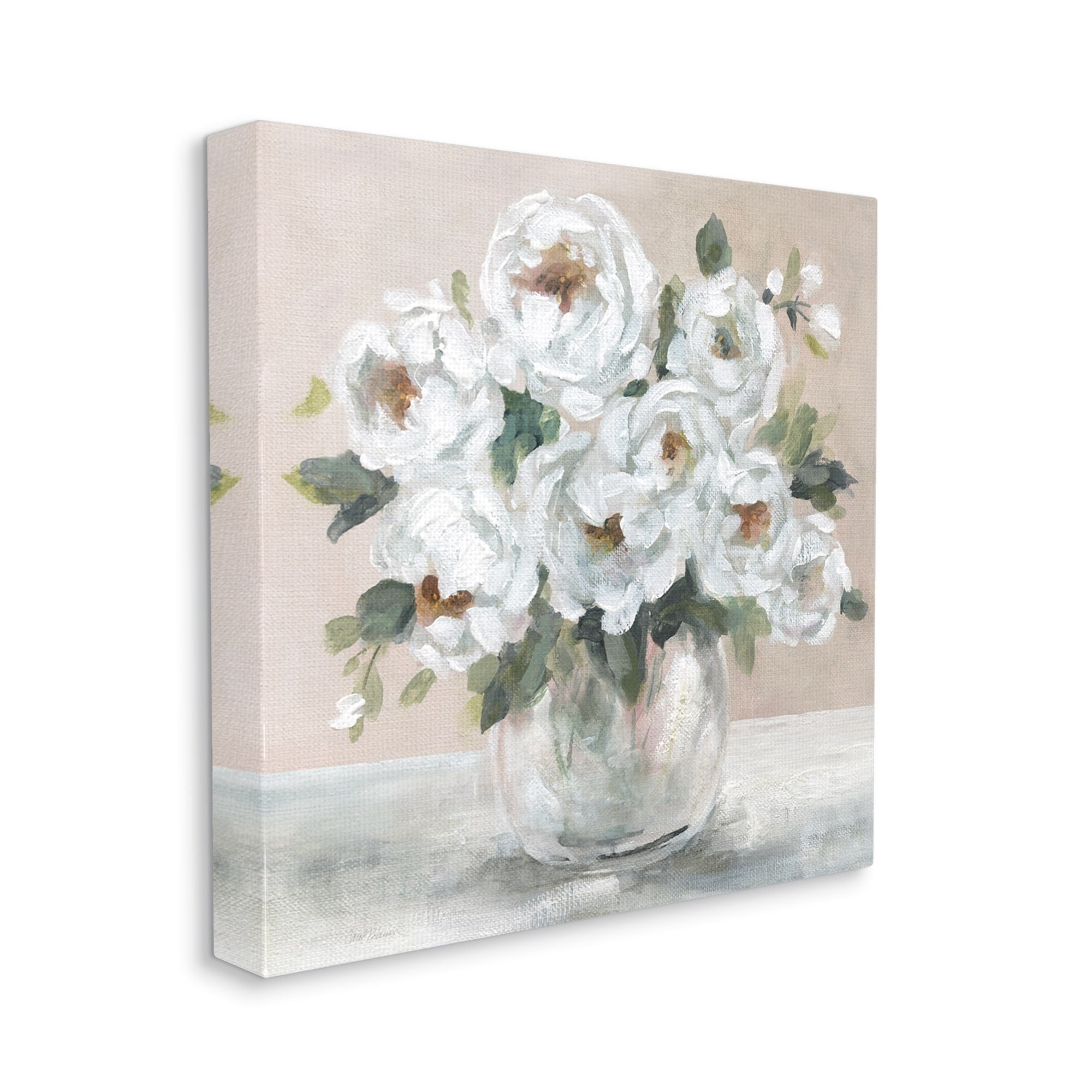 Stupell Industries White Peony Bouquet Painting Botanical & Floral Painting Gallery Wrapped Canvas Print Wall Art