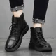 thumbnail image 5 of Botas De tobillo negras para Hombre, zapatos informales altos De cuero Pu para Hombre, Botas con plataforma cómodas De otoño, Botas De piel para invierno, Botas De Trabajo para Hombre, 5 of 5