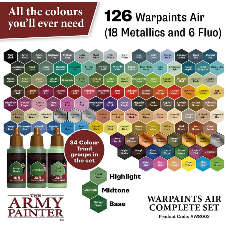 The Army Painter Warpaints Complete Airbrush Kit, Non-Toxic Water Based  Airbrush Paint Set for Tabletop Roleplaying, Wargames Miniature, and More 