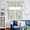 thumbnail image 2 of Colorful Summer Botanical Kitchen Curtains Sets for Windows 36 Inch Length, Spring Floral Leaves Art Rod Pocket Window Treatments Tier Curtains and Valances Set for Bedroom/Bathroom, 2 of 8