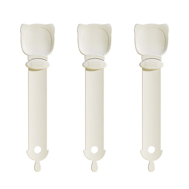 Cuchara dispensadora de premios para gatos | Comedero exprimidor para bolsas de comida y premios enlatados | Diseño higiénico con botón pulsador | Polipropileno de fácil limpieza | Paquete de 3
