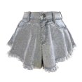 thumbnail image 1 of Denim Shorts Ripped High Waist Loose High Quality Tassel Jeans, 1 of 5