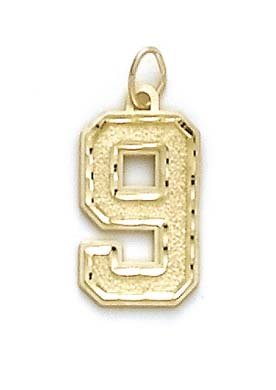 14k Yellow Gold Large Sports Number 9 