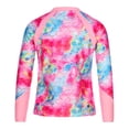 thumbnail image 2 of YUUMIN Swim Top for Girls Tie Dye Upf 50+ Long Sleeve Rash Guard Shirts Swimsuit Tanks Sun Cover Up Pink 16, 2 of 6