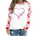 thumbnail image 1 of VALMASS Chandails en Molleton à Col Rond pour Femmes de la Saint-Valentin Manches Raglan Hauts Décontractés Mode Imprimé Cœur Blouses (TG, B Rose), 1 of 4