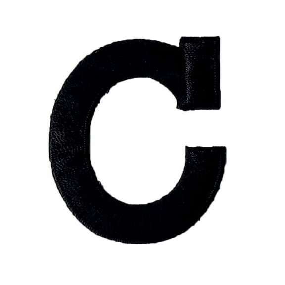 Alphabet Letter - C - Color Black - 2" Block Style - Iron On Embroidered Applique Patch