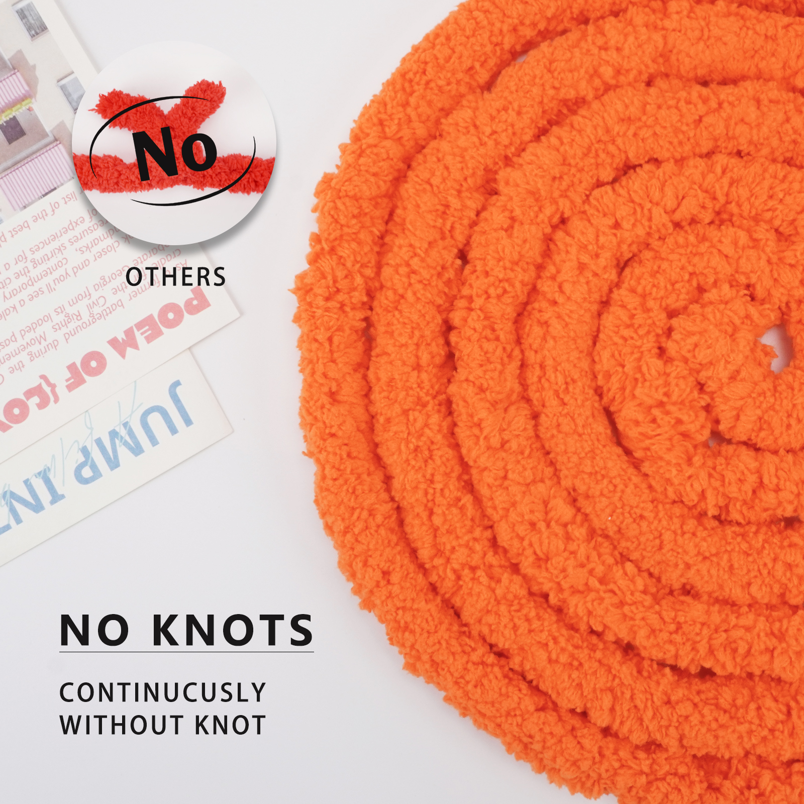 BATELO Chunky Chenille Yarn 8-Pack Orange photo 5