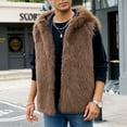 thumbnail image 7 of Zedker Men's Faux Fur Coat Open Front Thicken Warm Winter Overcoat Casual Fashion Outerwear Fluffy Soft Lapel Long Jackets Brown M, 7 of 7