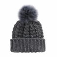 thumbnail image 1 of WITHMOONS Thick Crochet Knitted Faux Fur Pom Pom Beanie Hat Slouchy CR5147 (Grey), 1 of 4