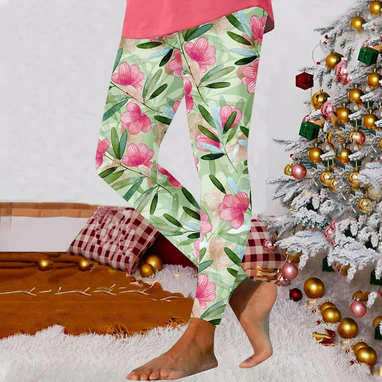 WNYEIME Women s Stretch Yoga Pants Skinny Comfy Casual Floral Printed Full Length Tights Ultra Soft High Waist Running Cycling Workout Trousers Multicolor L Walmart
