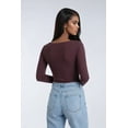 thumbnail image 2 of Forever 21 WGA LS Scoopneck Bodysuit, Color-Brown, Size-M, 2 of 5