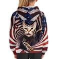 thumbnail image 6 of Xoenoiee Kids Long Sleeve Hoodies Pullover Sweatshirt Cosy Hooded Activewear for Boys Girls with Front Kangaroo Pocket, 3D Vortex American Flag cat Pattern, XL, 6 of 7