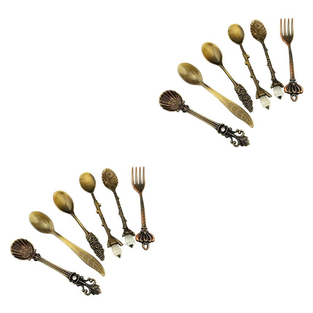 Advancent Juego de 6 unidades de vajilla Retro, tenedor, cuchara de aleación, cuchara de cocina, cucharón de cocina, doméstico, cucharilla, bronce verde 2piezas Advancent CBP022364