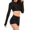 thumbnail image 4 of Defitshape Women's Long Sleeve Swimsuit Zip Rash GuardSun Protection 2 Piece Bathing Suit Black Small, 4 of 5