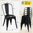 thumbnail image 2 of YEXJ Metal Dining Chairs Set of 4, Industrial Stackable Kitchen Chairs with Back for Dining Room/Restaurant/Bistro/Patio, Indoor & Outdoor Use-Steel Seat-Black, 2 of 18