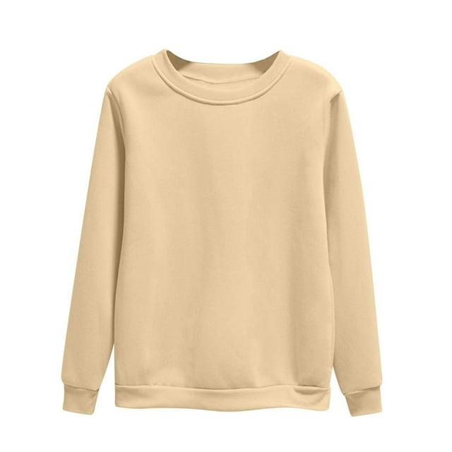 cfhntfmh Chandails Molletonnés Grande Taille pour Femmes Décontractés en Molleton à Manches Longues Chandails à Enfiler Hauts Confortables Col Ras du Cou Couleur Unie Chandails Amples