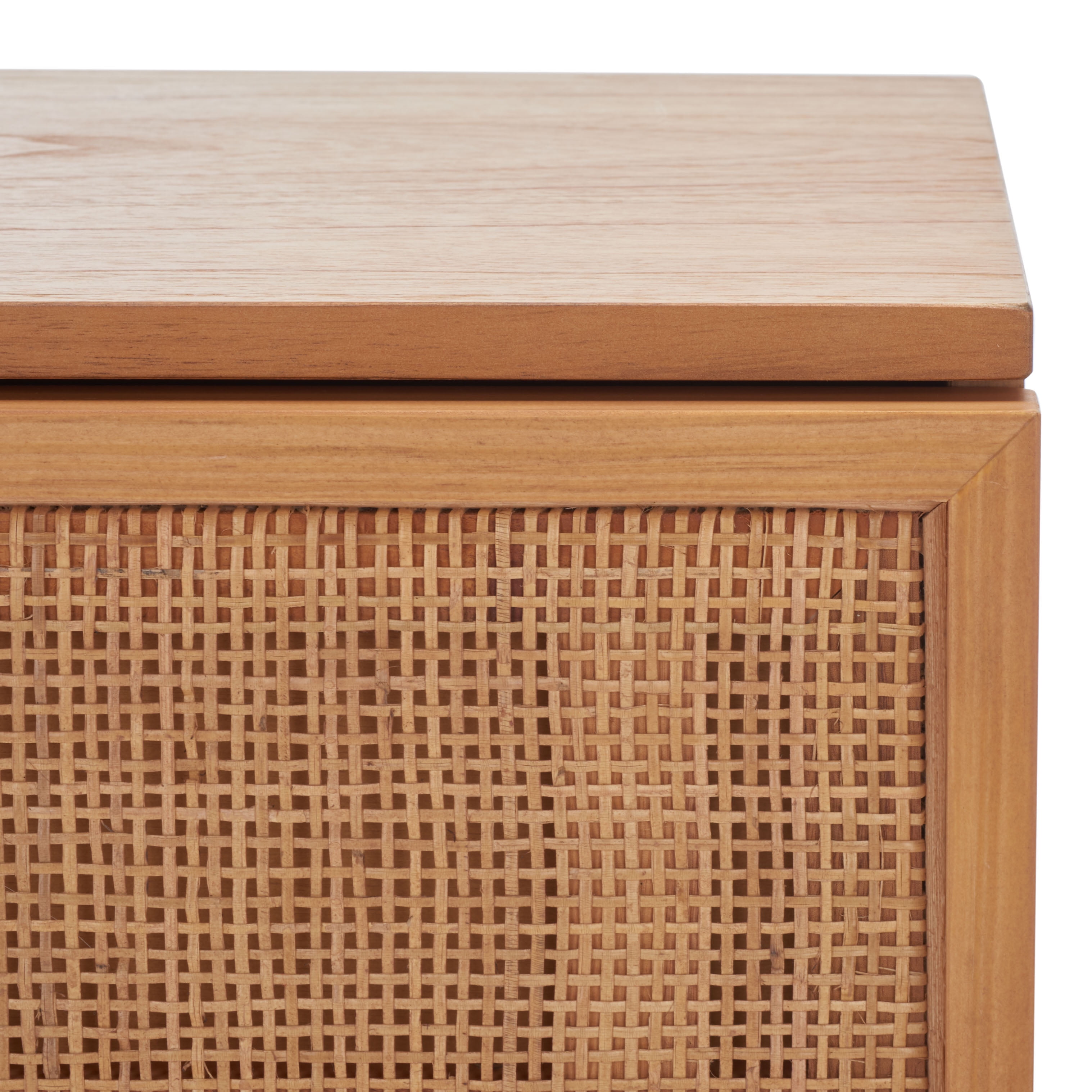SAFAVIEH Zadie 2 Drawer Rattan Nightstand, Natural Rattan/Black Legs