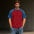 thumbnail image 5 of Dresfit Baseball Shirts Mens Short Sleeve Golf Shirts Patchwork Crewneck Denim Raglan Shirt Summer 2026 Oversized Washed Relaxed Fit Atheletic Basic Tees Deep Red S, 5 of 6