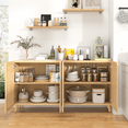 thumbnail image 3 of Lumiinofami 4 Doors Buffet Storage Cabinet, 63" Console Sideboard for Kitchen Dining Room Entryway, Natural, 3 of 8