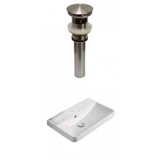 American Imaginations 19.88-in. W 1 Hole Ceramic Top Set In White Color - Overflow Drain Incl. AI-30723