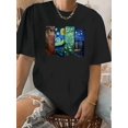 thumbnail image 1 of Vintage-Inspired Geometric Print T-Shirt for Women - Soft Polyester, Crew Neck, Short Sleeve, Machine Washable - Perfect for Summer, Plain T Shirts for Ladies, 1 of 6