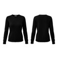 thumbnail image 6 of YHAJDS Pullover Sweaters for Women Solid Color Crew Neck Long Sleeve Lightweight Business Casual Knit Shirts Winter Outfits, 6 of 9