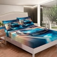thumbnail image 2 of Race Car Fitted Sheet Sports Car Bed Teens Racing Gifts Blue Cool Car Bed Sheets Extreme Sports Automobile Vehicle Sheets Queen, 1 Fitted Sheet + 2 Pillow Cases, 2 of 4