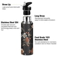 thumbnail image 3 of Yayeee 33oz Insulated Water Bottle Double Wall Stainless Steel with Flip Straw Lid, Black Flowers, 3 of 7