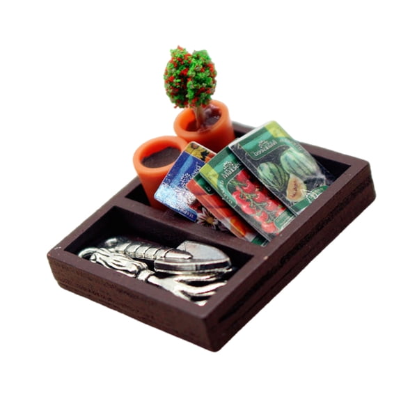 Resin Dollhouses Gardening Set With Natural Finish For Realistic Scene Creation