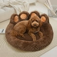 thumbnail image 2 of Cute Bear Paw Shaped Dog Bed and Cat Bed, Warm and Comfortable Soft Plush Donut Round Mattress, with Pet Scarf, Give Your Baby a Warm and Comfortable Mattress, 2 of 10