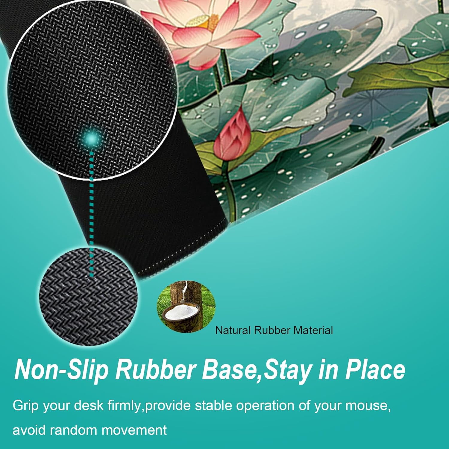 Gaming Mouse Pad 31.5x11.8 inch XL Large Extended Mouse Pad, Big Mousepad Desk Mat for Computer with Non-Slip Rubber Base and Stitched Edge-Lotus