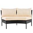 thumbnail image 6 of 3 Piece Outdoor Half Moon Furniture Set, Patio Curved Wicker Sectional Conversation Set with 6 Cushions, Outdoor Sofa Furniture for Garden Balcony and Backyard, Beige, 6 of 6